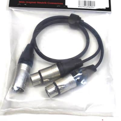 LASE  LASE 1.5ft Y Cable w/ NEUTRIK One NC3MXX 3-Pin XLR Male to Two NC3FXXX Female image 1