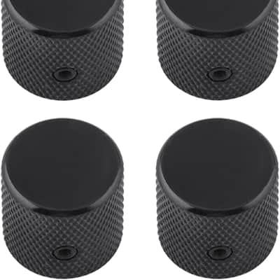 Metal Guitar Knobs Flat Top Control Knobs with Black Knurled Barrels 6mm Split Shafts Volumn Tone Control Knobs Screw Type for Tele Strat Style Electric Guitar or Bass Guitar Pack of 4pcs. image 5