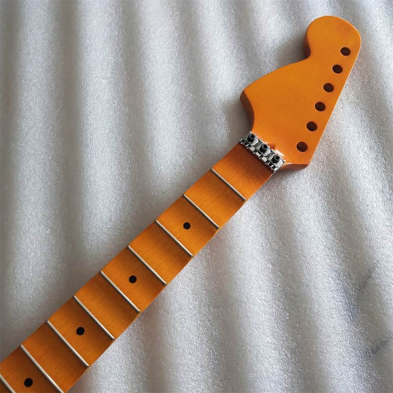 Glossy Finish Maple Guitar Strat Style Neck with Scalloped Fingerboard, Reversed Headstock image 1