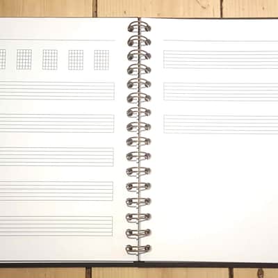 Guitarist's notebook for keeping tabs, chords, fretboard maps, lyrics, and amp settings. Hardcover. image 2