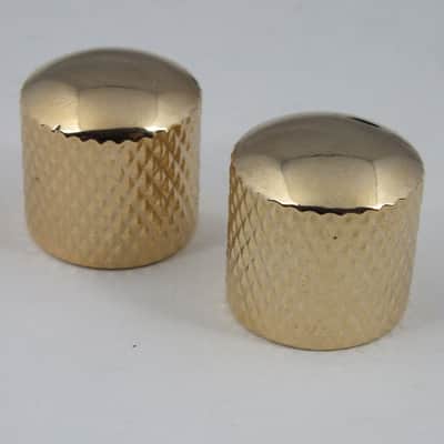 2 Gold Telecaster Knurled Guitar Knobs Push Fit for 18 spline Pots
