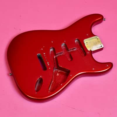 Vintage 1964 / 1965 Fender Stratocaster Project Body - Very Old Candy Apple Red Refinish - Pre-CBS SRV Strat Real Deal 1964 image 25