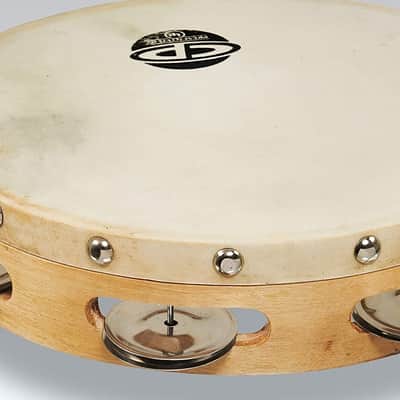 CP378 8" Wood Tambourine, Headed, Single Row Jingles image 3