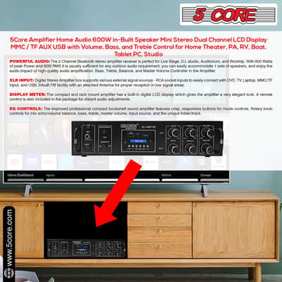 5Core Amplifier Home Audio 65W RMS Stereo Receiver DJ Amp w USB AUX MIC SD Card Input image 5
