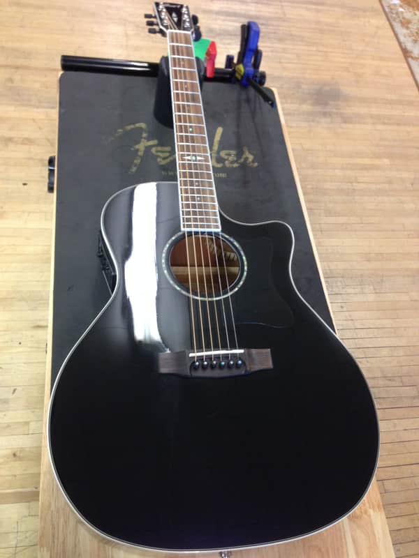 Cort GA5F BK Grand Regal Series Solid Spruce/Mahogany Grand Auditorium Cutaway with Electronics Black image 1