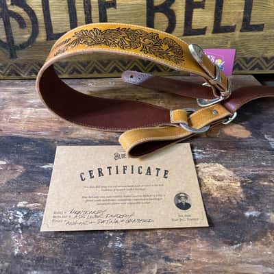 Blue Bell Straps  MONTEREY Artisan Custom for Al’s Music Factory  Aniline Patina Washed Silver Hardware image 2