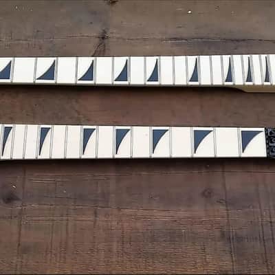 24 SHARK FIN BANANA NECK MAPLE GUITAR NECK WITH FLOYD ROSE NUT INSTALLED DIY NECK image 2
