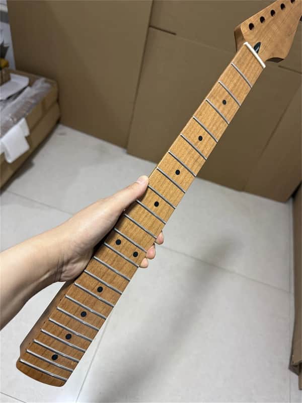 Low price 24 inch short scale Roasted flame Maple Guitar neck 22 fret Parts image 1