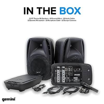 Gemini Sound ES-210MXBLU - Ultra-Portable Professional PA System with Dual 10" Speakers, Built-in Mixer, Bluetooth Streaming, Ideal for DJs, Musicians & Podcasters image 6