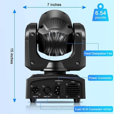 Stage Lights Moving Head Lights 8 Gobos 8 Colors 11 Channels 25W Spotlights DMX 512 with Sound Activated for Wedding DJ Party Stage Lighting 2PCS image 2