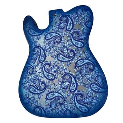 Mahogany Wood Telecaster Tele Style Guitar Body in Paisley Blue image 2
