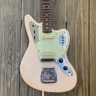 Fender Jaguar Parts Caster Partscaster Nitro Matching Headstock Warmoth - Shell Pink parts guitar image 1
