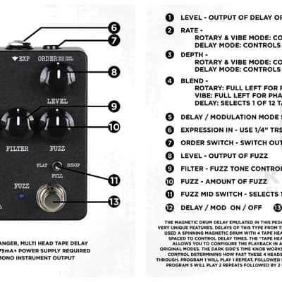Keeley Dark Side Workstation V2 Neo-Vintage Fuzz / Delay / Modulation - Guitar Effect Pedal image 7
