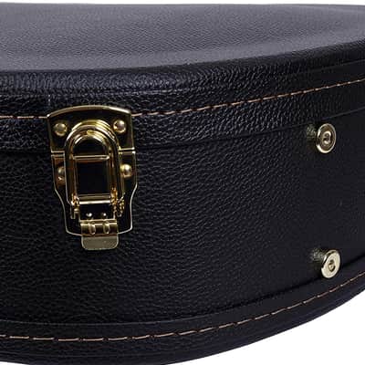 Crossrock Case - Hard-Shell Wooden Guitar Case - Fits Super Jumbo Fret Acoustic Guitars - Stainless Steel Latches, Sponge Lining, Metal Feet, Storage Space - Black image 5