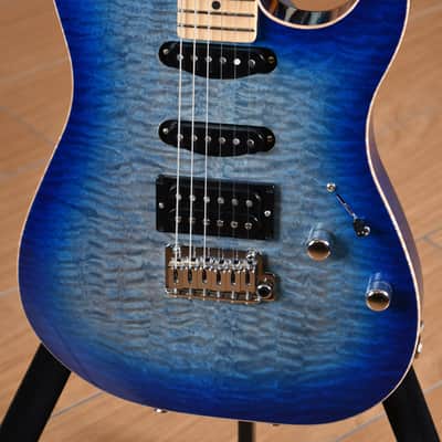 Schecter Custom Shop Sunset Custom II HSS Maple Neck Transparent Sky Blue image 9