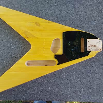 Guitar Body Flying V/Telecaster Hybrid Style Nitro Finish Pinecaster Nomoonlaser Pickguard Included image 1