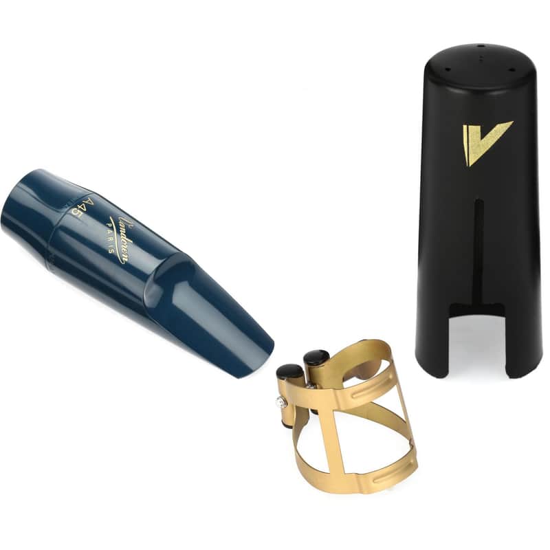 Vandoren SM602 Blue Jumbo JAVA Alto Saxophone Mouthpiece and Aged Gold Ligature with Cap - A45 image 1