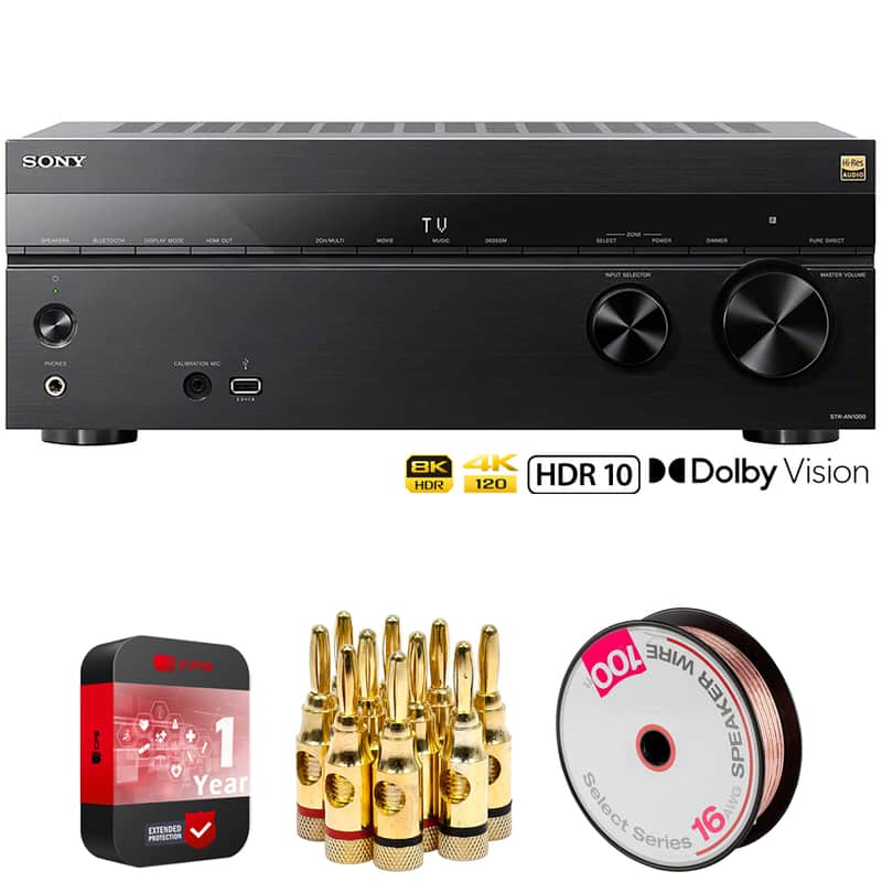 Sony STR-AN1000 7.2 ch Home Theater 8K A/V Receiver w/ Accessories + Warranty Bundle image 1