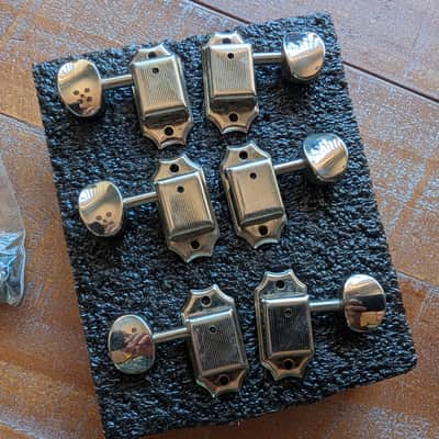 Unbranded Kluson Style No Line 3+3 Tuning Pegs With Bushing And Screws Nickel image 5