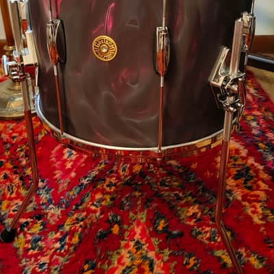 Gretsch 14"x16" FLOOR TOM w/Legs USA Custom Heritage Lugs - Black Satin Flame Nitron Wrap *EXCELLENT* 2024 image 15