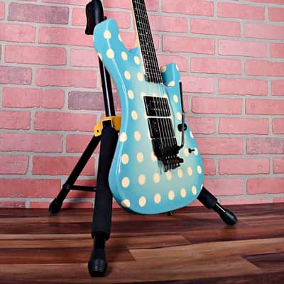 Original Vintage Kramer NightSwan Blue With White Polka Dots 1987-1988 Vivian Campbell image 6