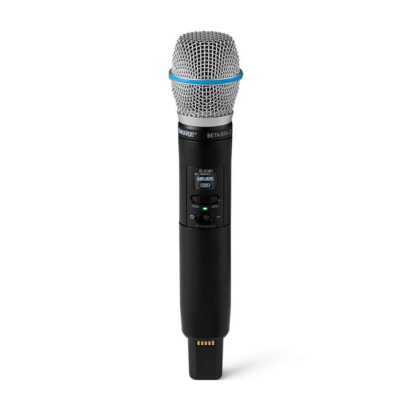 Shure SLXD2+ Handheld Transmitter with Beta87A Capsule - Pro Audio Management, 24-bit Audio, Wide-Tuning Range, ShowLink Control, Automatic Frequency Management, Mobile Configuration, 8-Hour Battery image 1