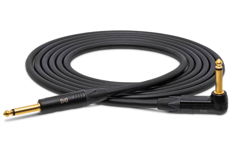 Hosa CGK-015R Edge Series 1/4" TS to 1/4" TS Right Angle Guitar Cable - 15' - Black image 1