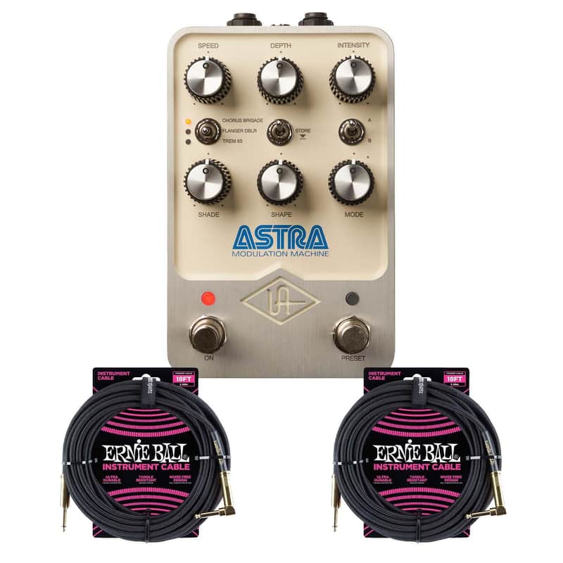 Universal Audio UAFX Astra Modulation Machine Pedal, (2) ErnieBall 1/4 Cables Bundle