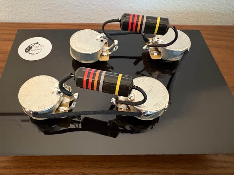 Gibson Les Paul 50s style wiring harness with new Bumblebee 0.022uF paper in oil capacitors and split long shaft pots image 1
