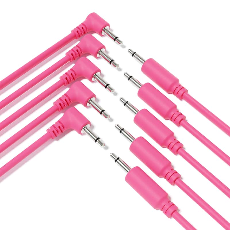 ExcelValley [Pink | 180 cm - 70.87"] 5-Pack Hybrid Mono Modular Patch Cables TS 3.5mm 1/8" Eurorack Synth Synthesizer image 1