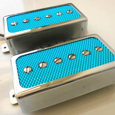 Q pickups Humbucker Sized P90s Set CHROME COVER BLUE FOIL PAF Fits Gibson Epi Greco Ibanez P90 Tone image 3