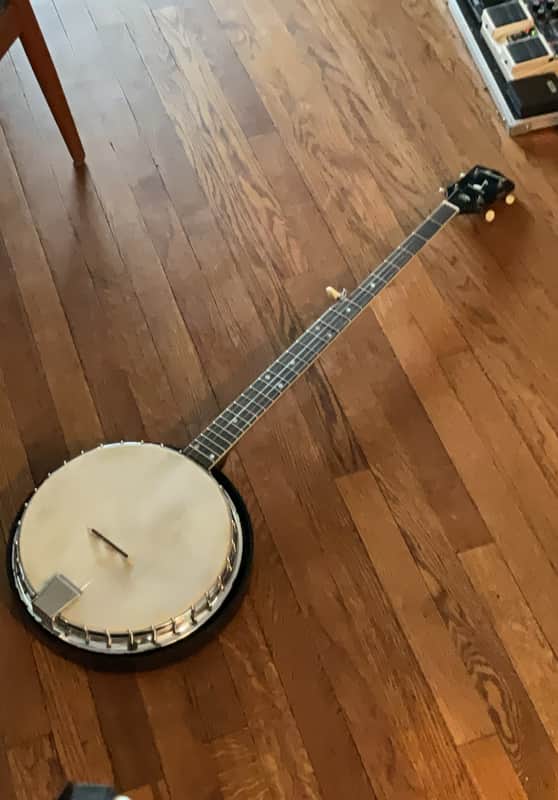 Harmony Long Neck Pete Seeger Model Barclay 1960 - Blue black with chromed phenolic drum and blue black reonator image 1