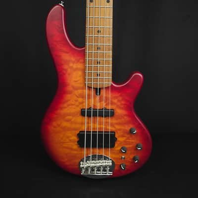 Lakland Skyline 55-02 Deluxe Satin Cherry Burst 5-String Bass image 3