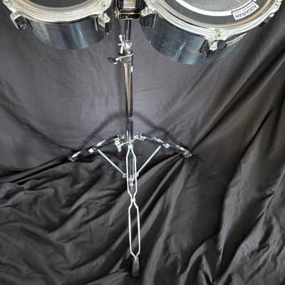 Pearl 8 and 10" Fiberglass Concert Toms with Stand 1970's - Chrome Wrap image 2