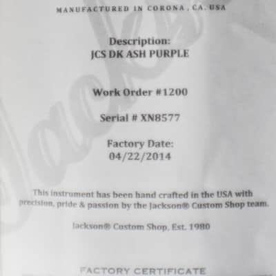 Jackson USA Custom Shop DK Ash Purple Guitar image 7
