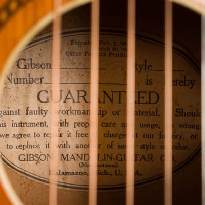 Gibson L-1 Arch Top Acoustic Guitar (1918), ser. #44371, brown chipboard case. image 12