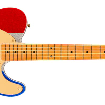 Fender Buck Owens Telecaster Maple Fingerboard - Red, Silver and Blue Sparkle image 7