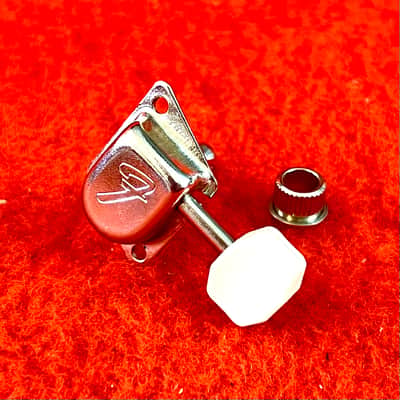 NOS Fender F logo guitar tuner 1966 - Chrome white plastic button original vintage USA image 1