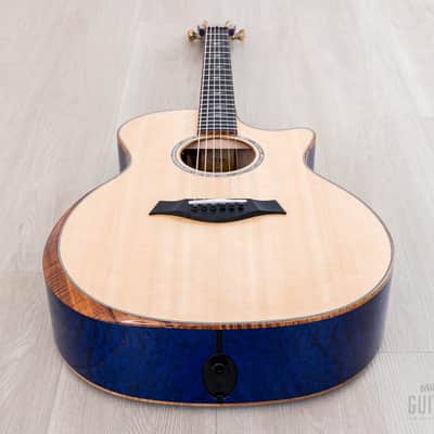 2023 Taylor Custom Grand Auditorium Acoustic Electric Guitar Trans Blue w/ Lutz Spruce + Quilted Maple image 12