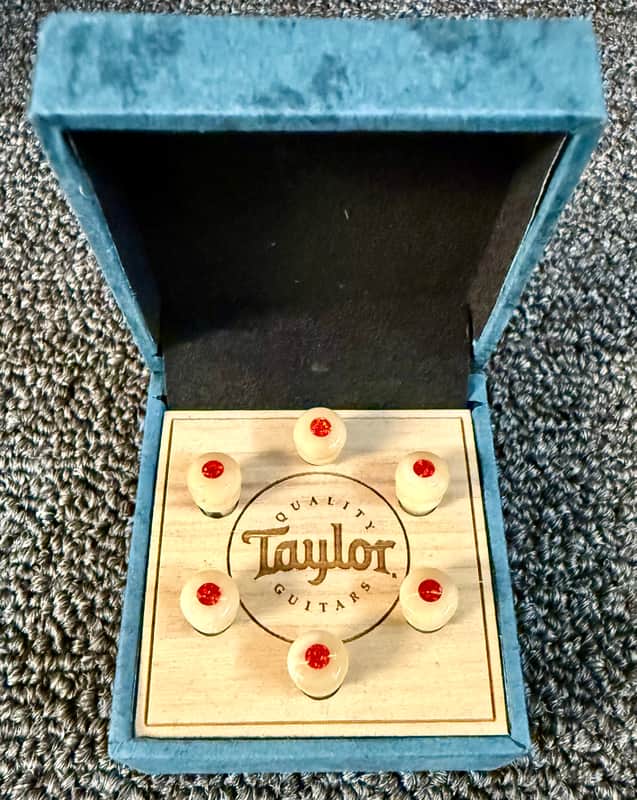 Taylor Bridge Pin 6 Piece Set 5” Taper White Bone with Red Opal 7260-4 image 1