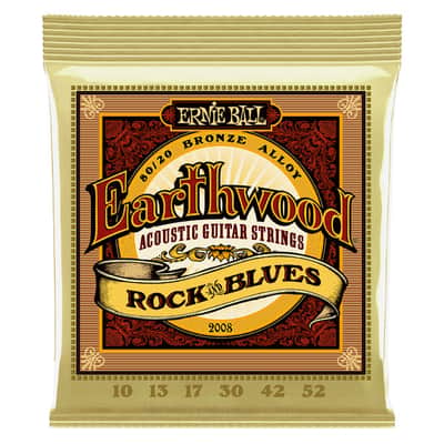 Earthwood Rock & Blues w/Plain G 80/20 Bronze Acoustic Guitar String Set 10-52 Gauge 80%-Cu+20%-Zn Wnd-Wire Wrap Over Brass-Plated Hi-C Steel Hex-Core image 1