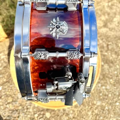 Tama Warlord Collection Masai 6x14" Bubinga Snare Drum 2000s - Quilted Bubinga Burst image 7
