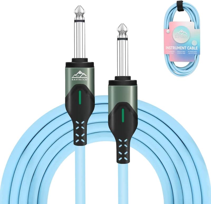 Guitar Cable 10 ft, Guitar AMP Cable, 1/4 Inch TRS Straight to Straight, Amp Cord for Electric Guitar, Bass Guitar, Pro Audio(10 Foot Blue) image 1