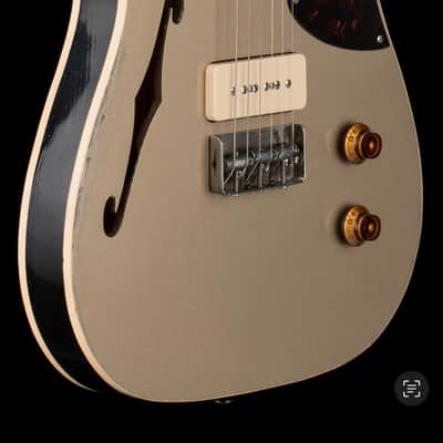 Valentino Guitars Thinline T-style P90 - Gold/black image 4