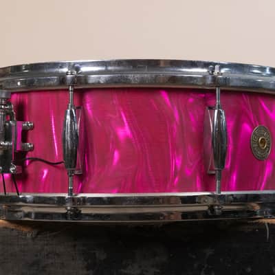 Vintage Gretsch 5.5x14 Pink Satin Flame Model 4157 Snare Drum image 8