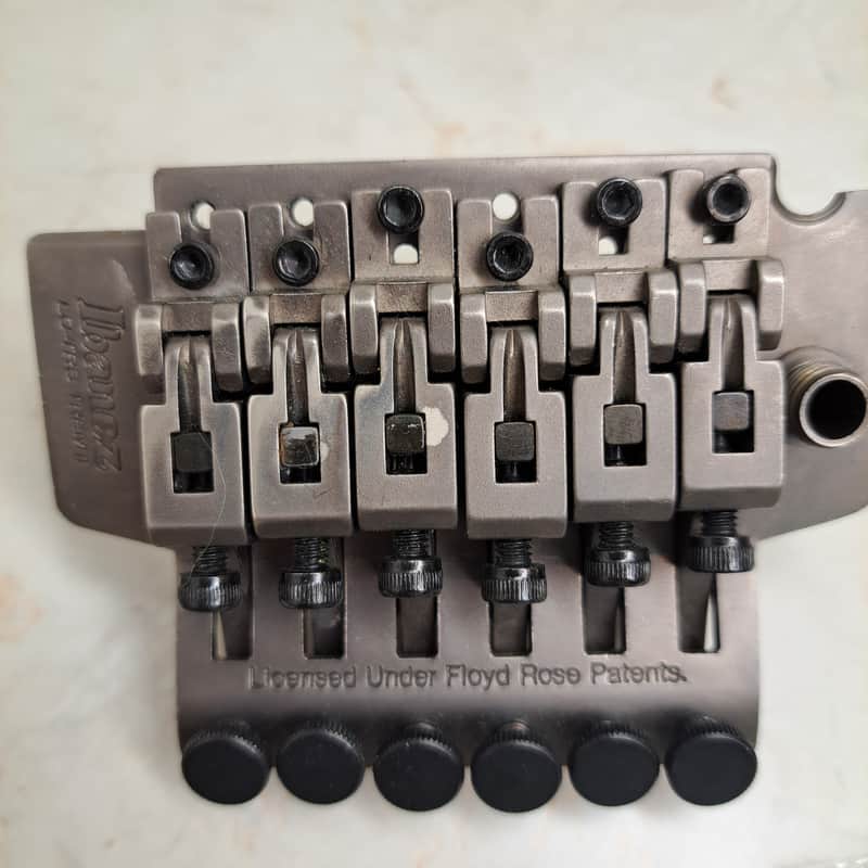 Ibanez Floyd Rose Electric Guitar Bridge & Complete Hardware Set- 6 Inline Tuners, Knobs, Pickup Frame, etc.- Satin Silver image 1