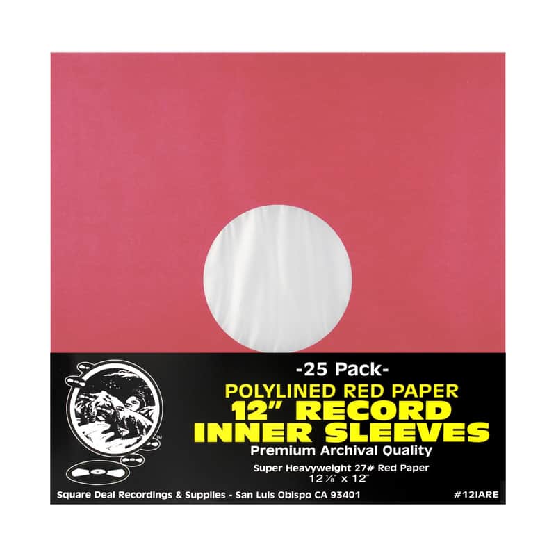 (25) 12" Red Paper Plastic Record Heavyweight Polylined Inner Sleeves 12IARE image 1
