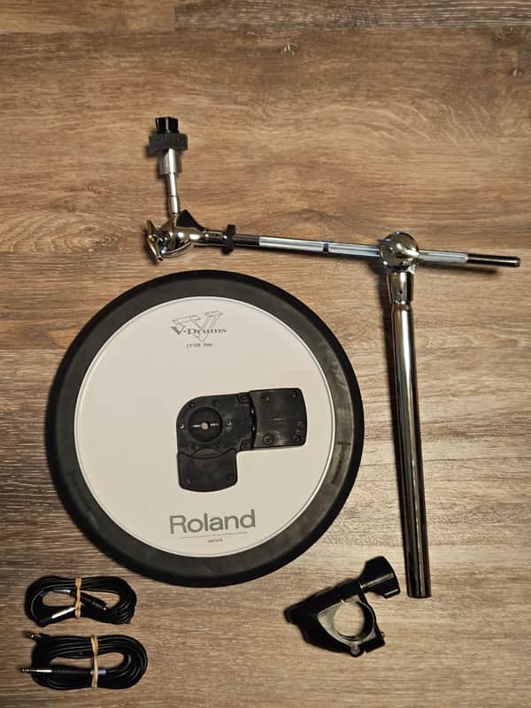 Roland CY-13R Ride Cymbal Pad w/ Boom Arm, Clamp & Cables – V-Drums image 1