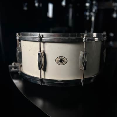 Vintage 1936 Ludwig & Ludwig 6.5x14" Super Solid 1ply Maple Snare Drum in White Duco & Nickel Plated Hardware image 2