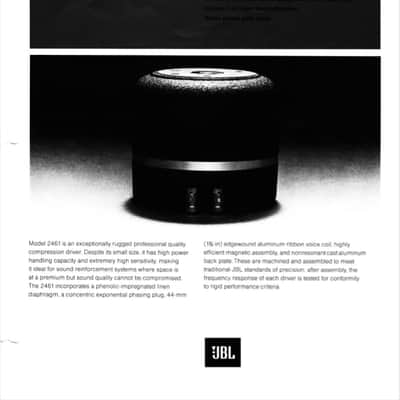 JBL 2461 HF Compression Driver 16 Ohm Original JBL image 2